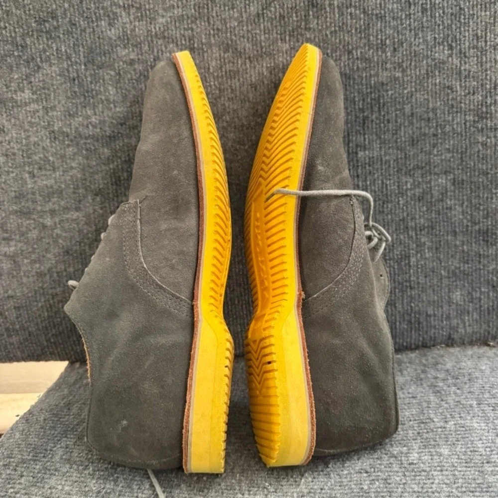 Walk-Over for J.Crew Mens 11 Grey Suede Derby Yellow Vibram Sole Made in USA